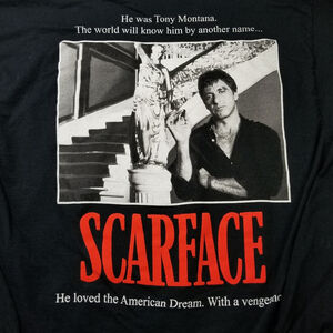 Scarface T-Shirt Mens Size L Black Movie 80s 90s Tony Montana Long Sleeve